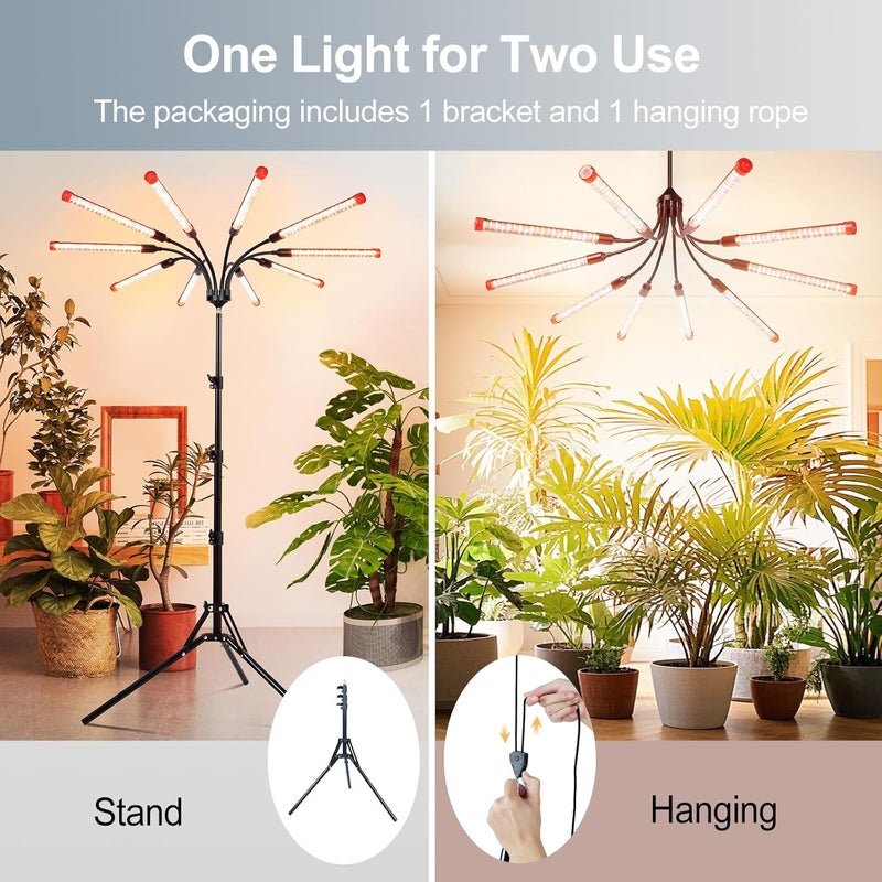 FECiDA Gamechanger! 90W, NOT 24W, Bright Beyond Your Imagination, 10Head Stand Grow Lights for Indoor Plants, Big Coverage Full Spectrum LED Plant Grow Light for Bonsai Tree, Tall Plant, 4,8,12 Hr Timer - Image 3